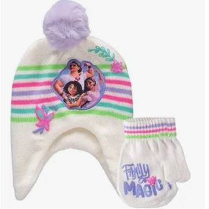 Disney Encanto Toddler Girl's White Graphic 2pc Pom Hat & Glove Mitten